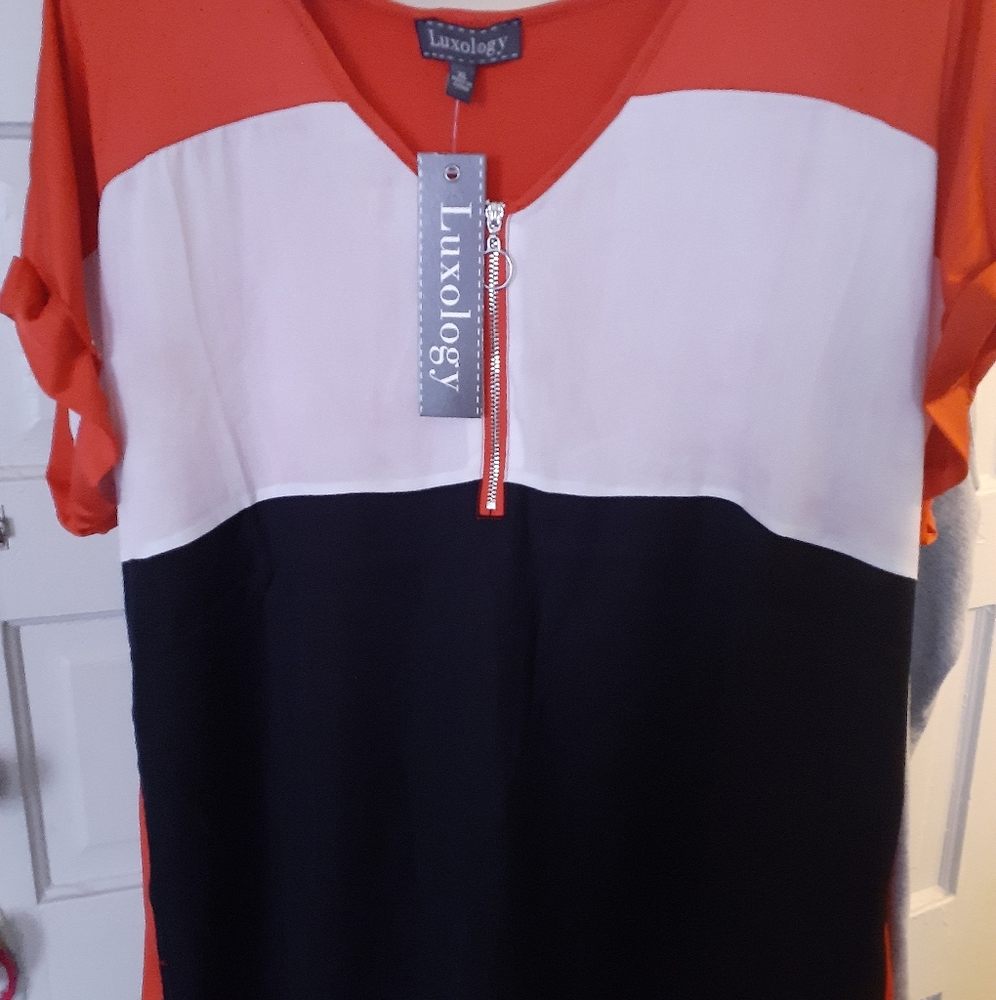 Red White and Black Blouse XL